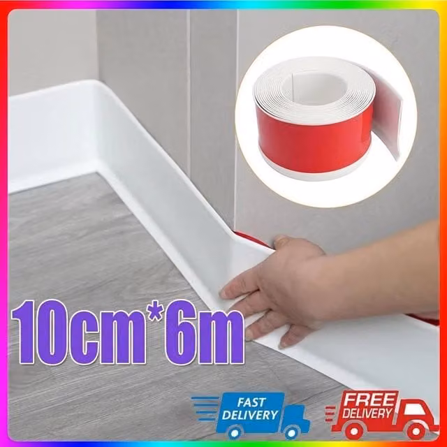 Kelvenix White Flexible Self-Adhesive PVC Skirting Board Trim – 1