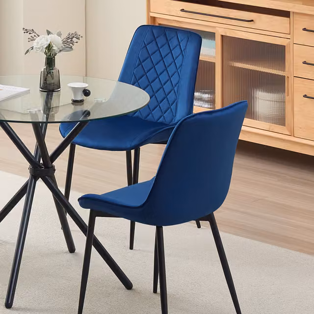Madefor.living Amelia Velvet Comfort Dining Chairs Set of 2 - Blue