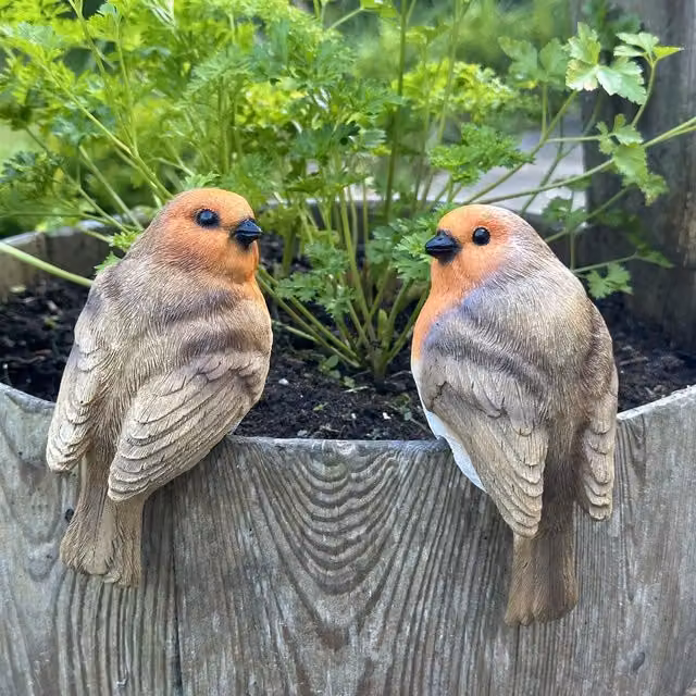 Animal Crackers Set of 2 Robin Hanging Plant Pot Hangers in Multicolour and Brown