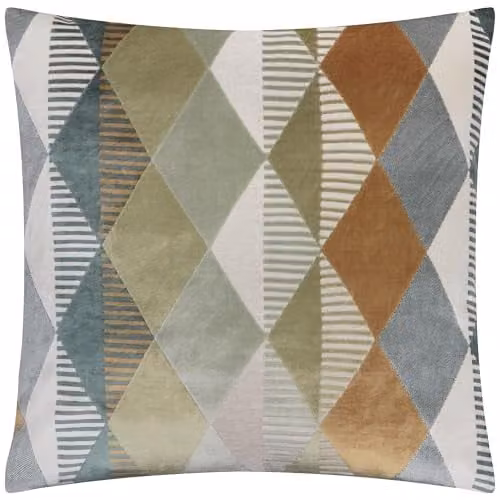 Riva Home Metro Harlequin Green Velvet Jacquard Decorative Square Cushion, W/D/H: 50 x 50 x 50 cm