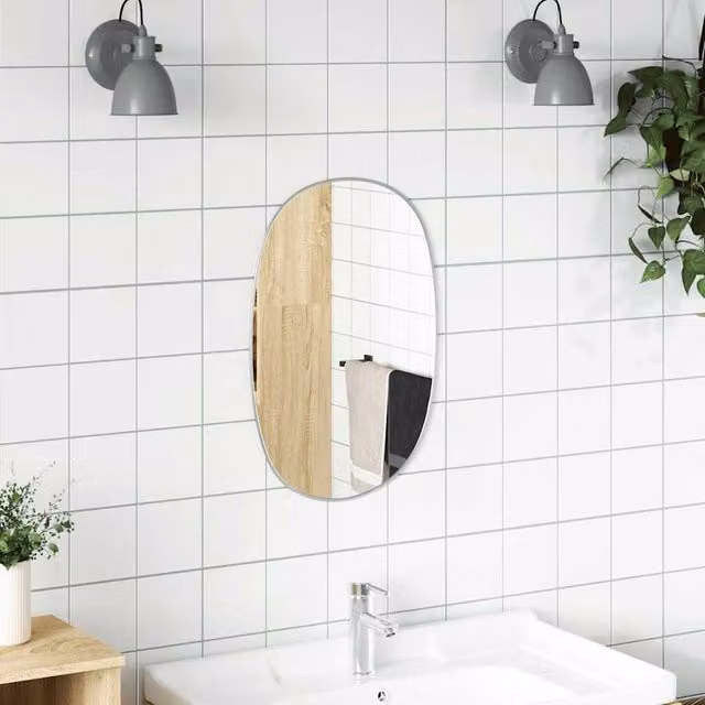 Berkfield Home Rectangular Wall Mirror in Silver, W: 50 cm, H: 35 cm