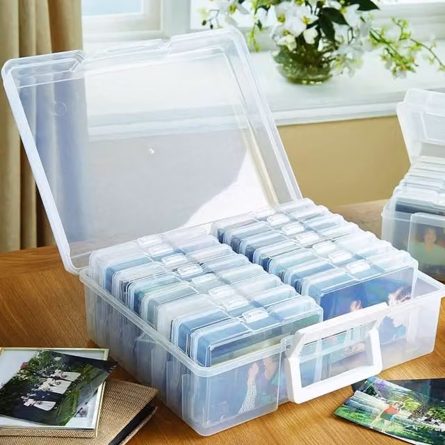 mysmartbuy Jumbo Photo Storage Box Set, Transparent Photograph Organiser Craft Case with 16 Inner Cases for 6x4 inch Photos – 1