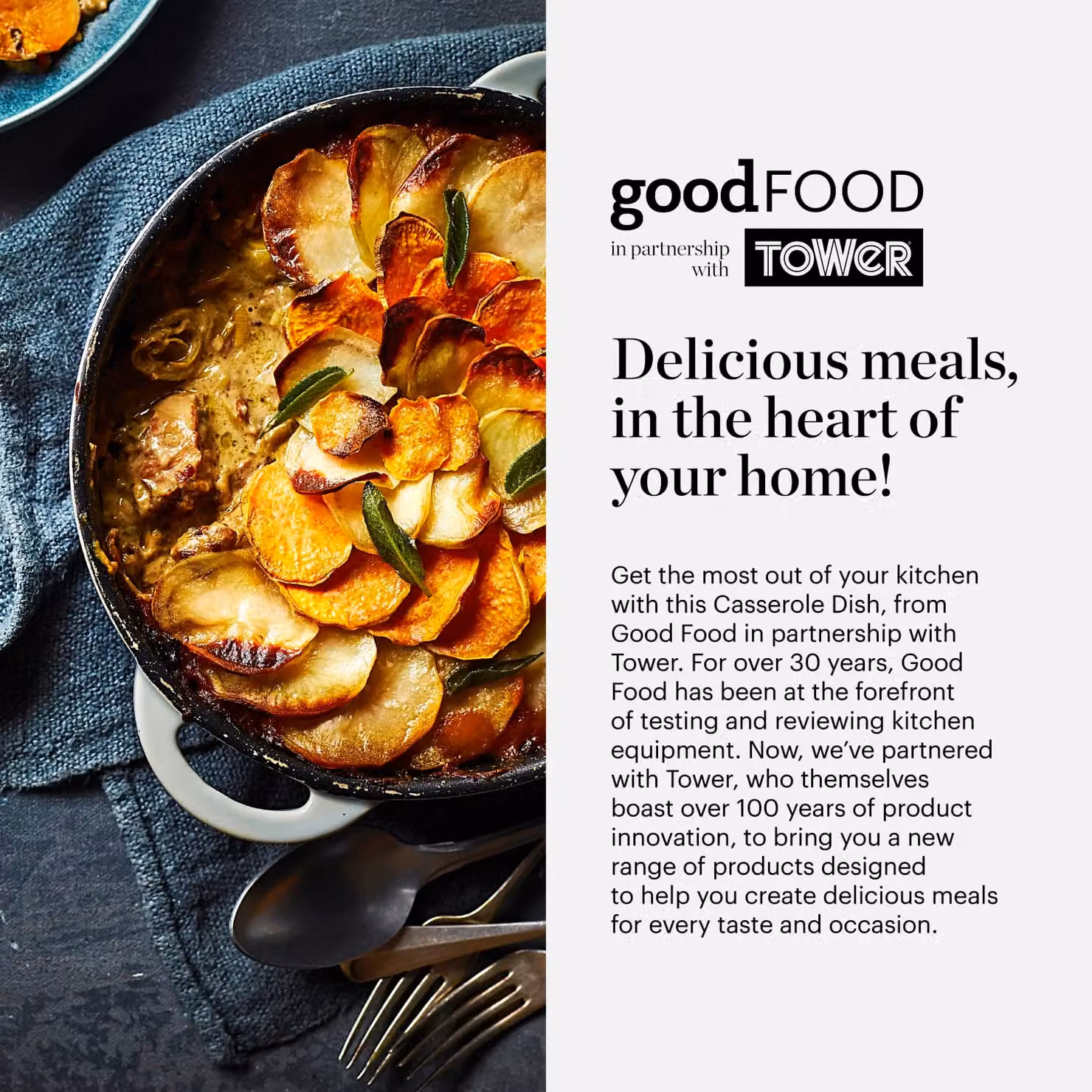 Tower Good Food in partnership 24cm Casserole in Silver with Glass Lid – 5