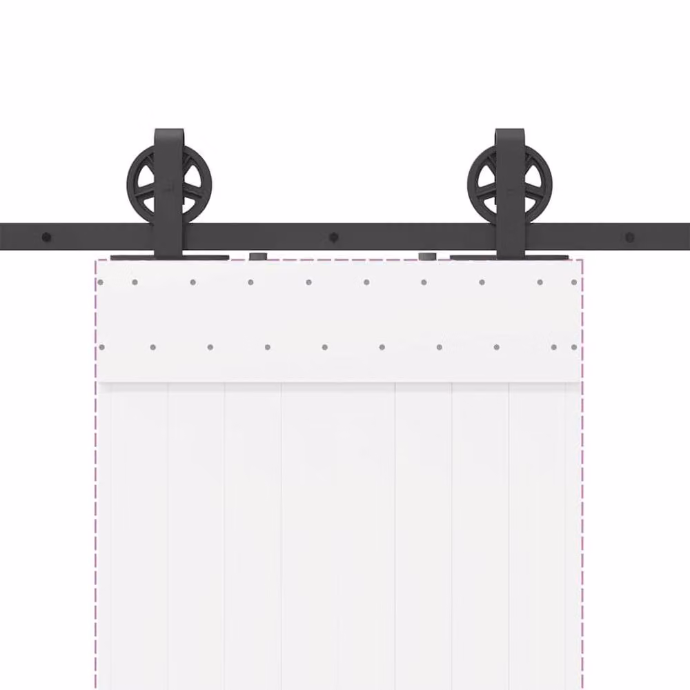 Berkfield Home Sliding Door Hardware Kit, Black Steel, 200 cm – 3