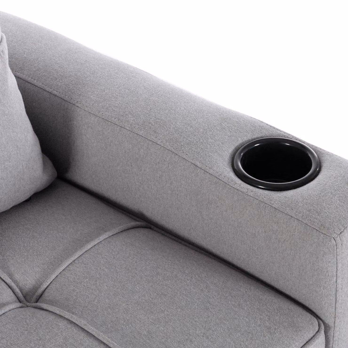 More4Homes Hudson 2-Seater Click Clack Sofa Bed in Light Grey Fabric with Cup Holders, W/D/H: 157 x 91 x 87 cm – 3
