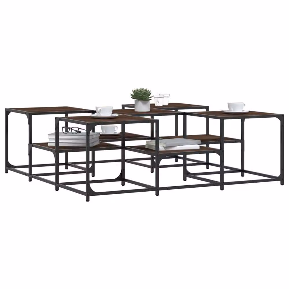 Berkfield Home Brown Oak Coffee Table, W/D/H: 121 x 121 x 40 cm – 3