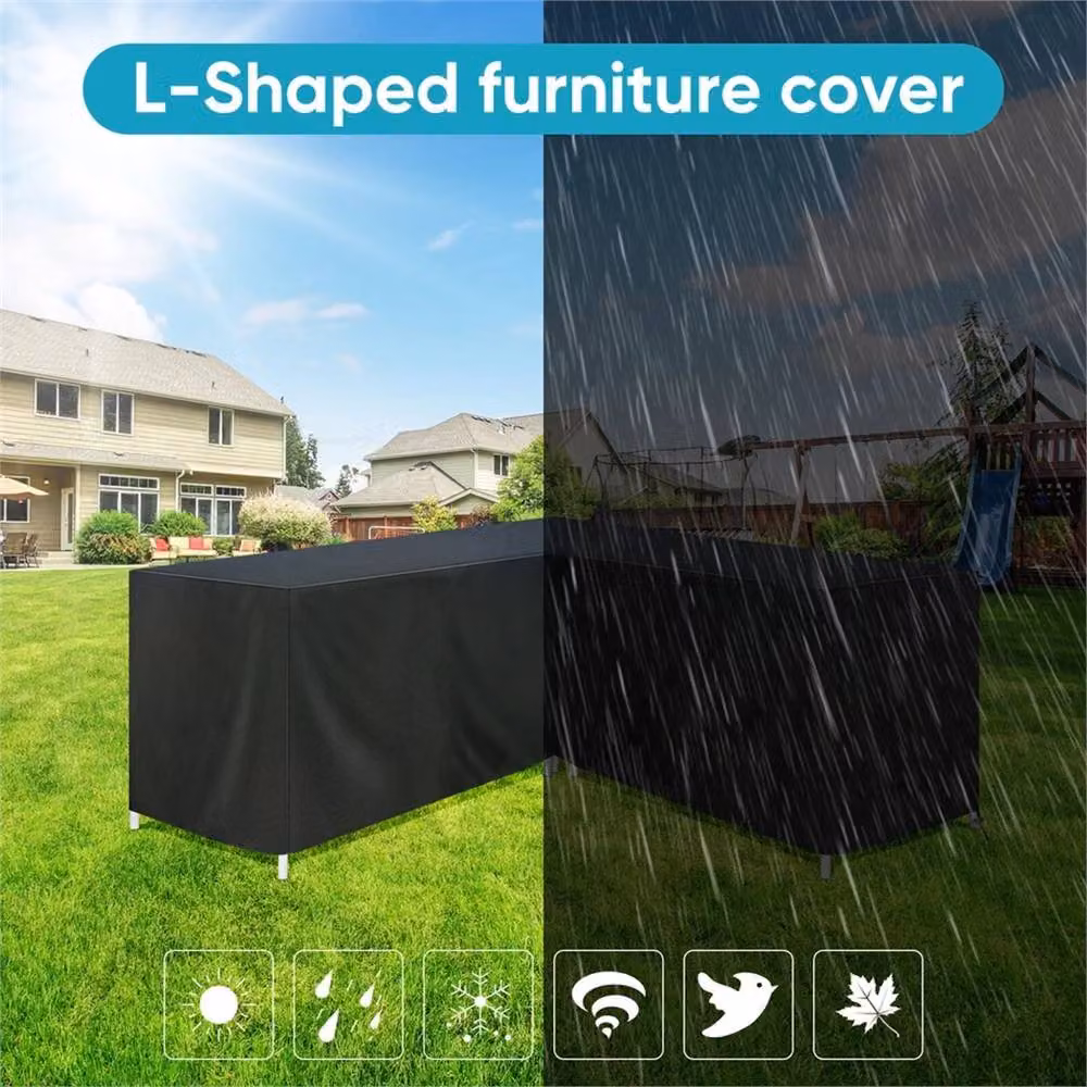 EONLION Black L Shape Garden Furniture Cover for Corner Sofas, W/D/H: 270 x 270 x 80 cm – 3