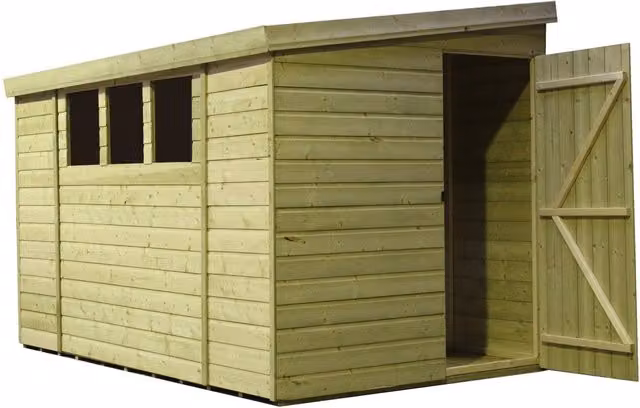 Empire Sheds Empire 3000 Green Pent Garden Shed with Single Door and 3 Windows
