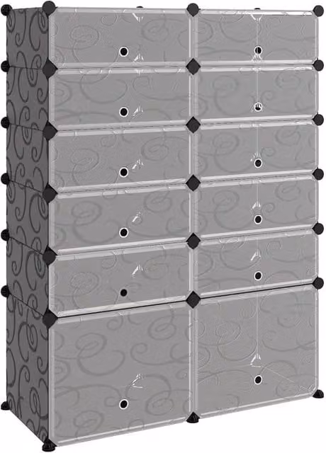 Berkfield Home Shoe Rack in Black and Grey, W/D/H: 94 x 37 x 125 cm