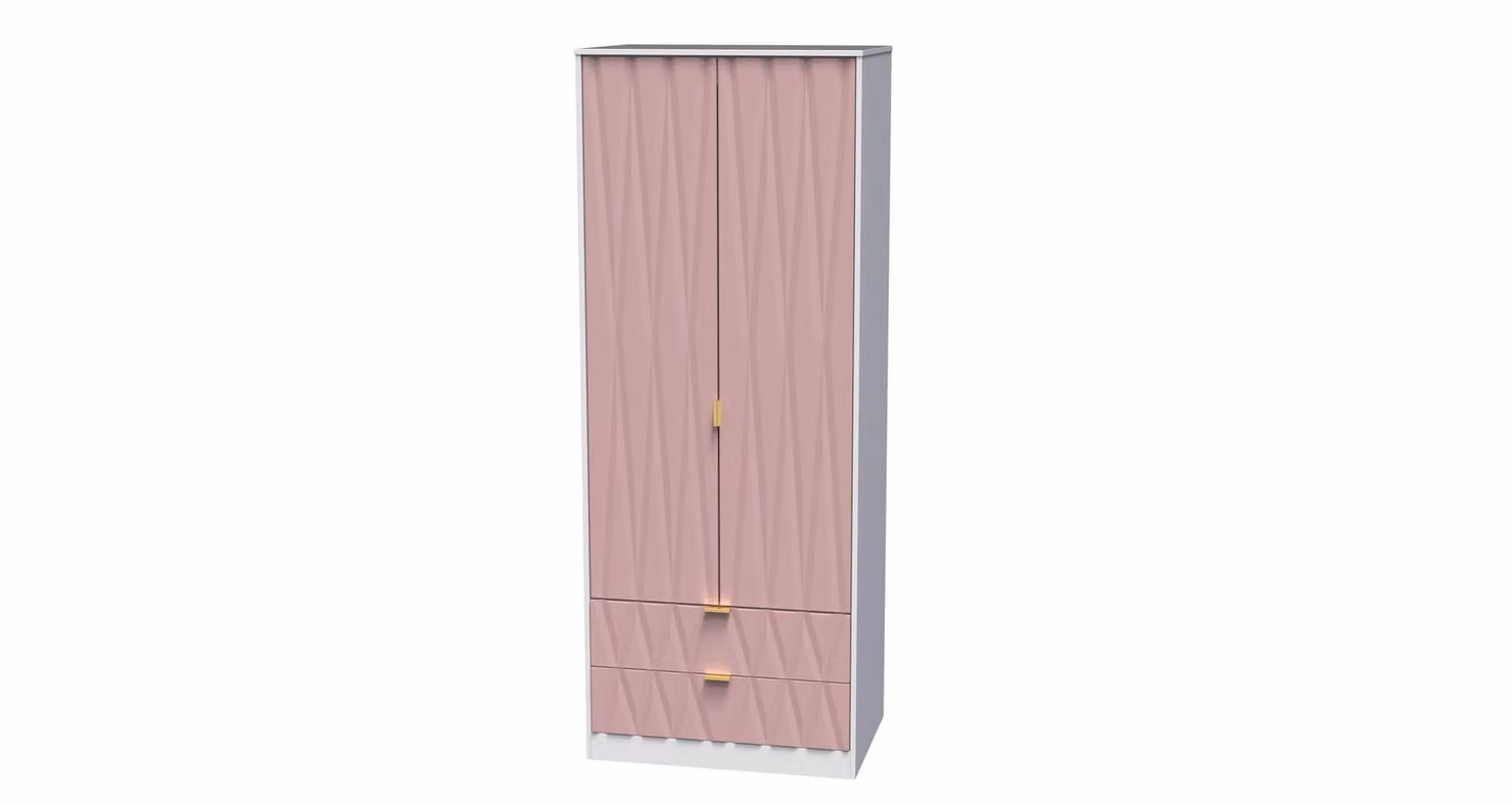 Ready Assembled 2 U Dallas 2 Door 2 Drawer Wardrobe in Dusty Pink – 2