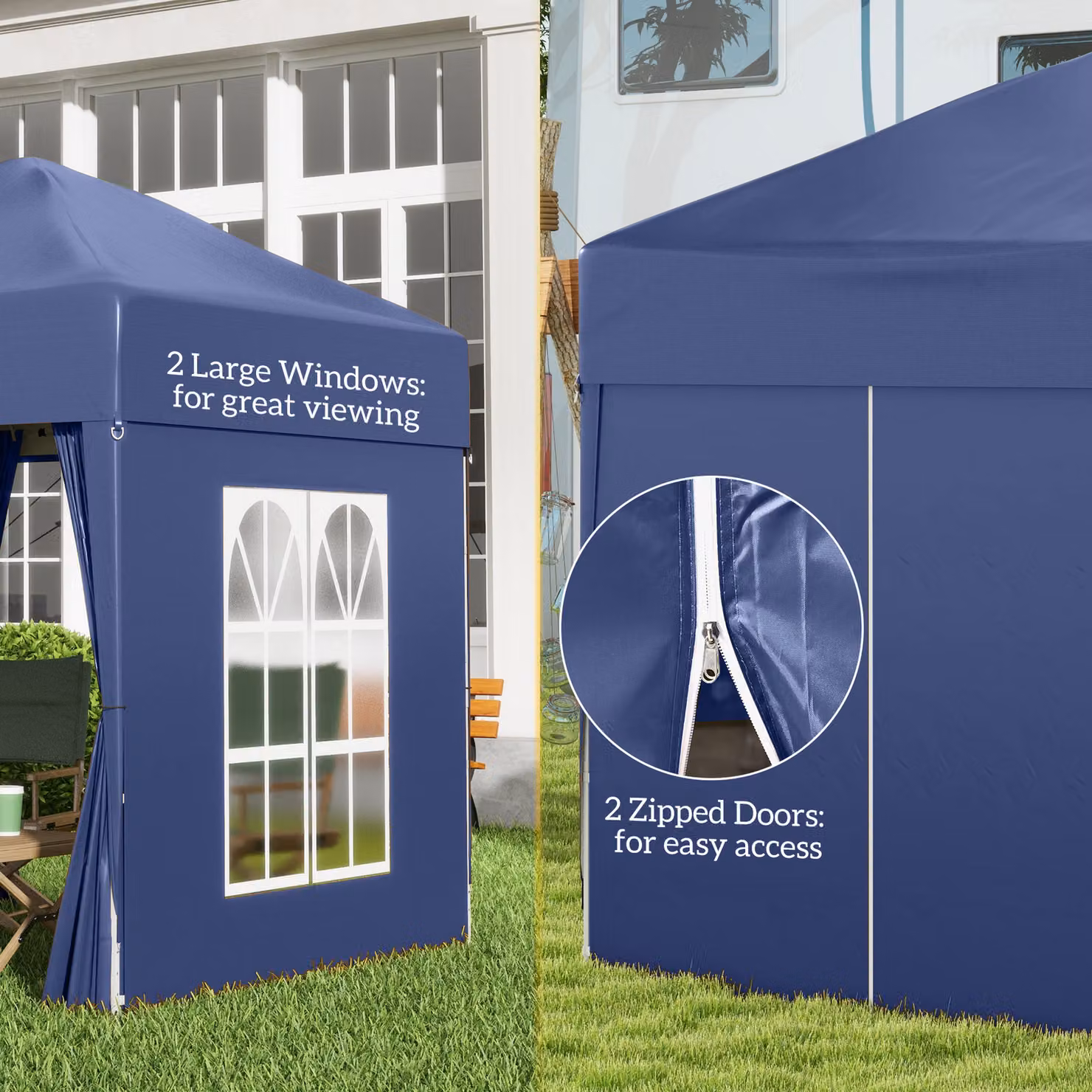 Outsunny Blue Waterproof Gazebo with Removable Walls and Carry Bag, W: 200 cm, D: 200 cm, H: 240 cm – 7