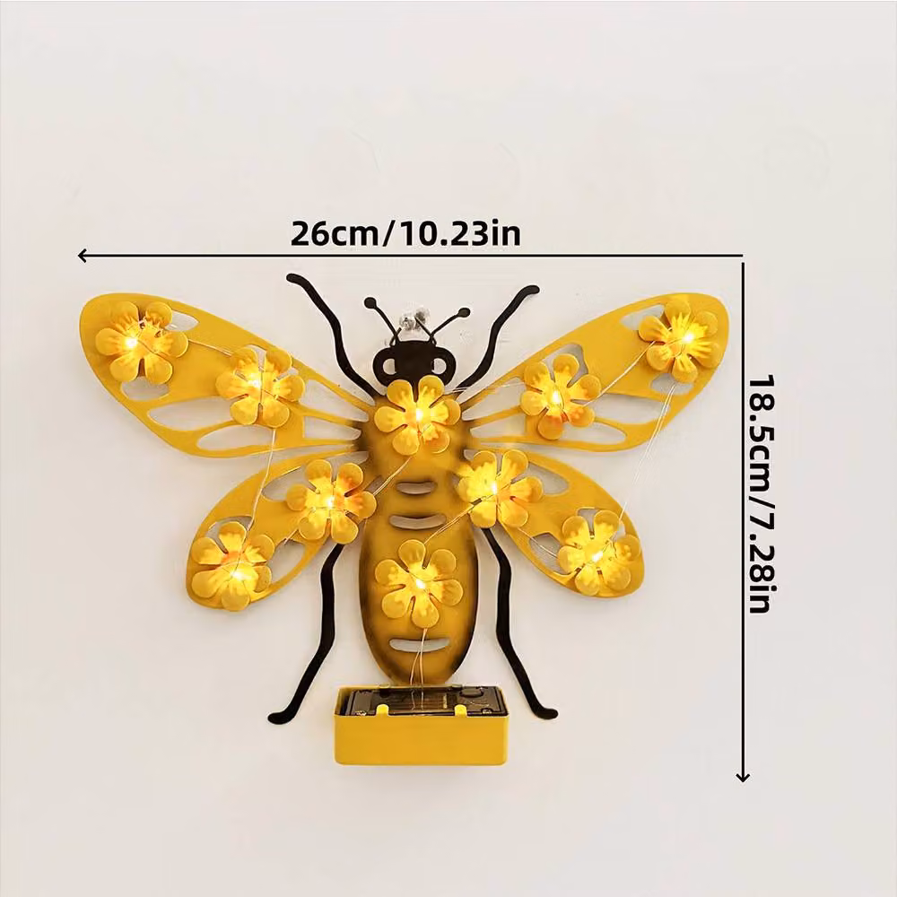 Quipulse Solar Bee LED Outdoor Wall Light in Yellow with Dusk Sensor and IP65 Waterproof Rating – 3
