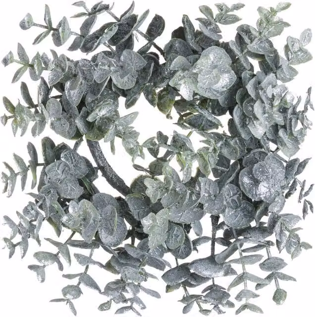 Love Lace Small Frosted Eucalyptus Candle Wreath in Light Brown and Green – 1