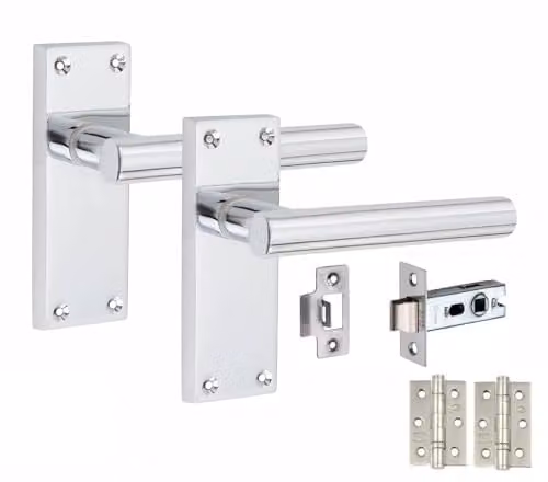 Golden Grace Victorian T-Bar Door Handles in Polished Chrome, 1 Set