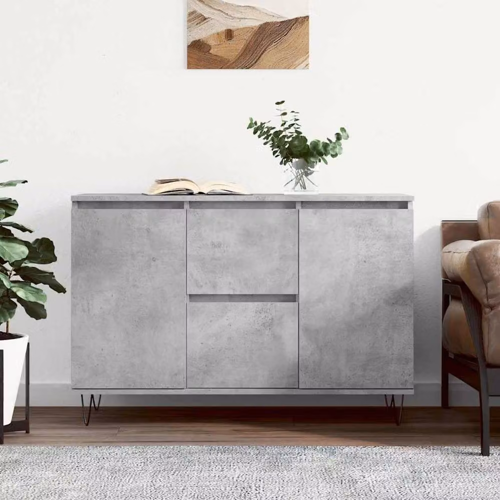 Berkfield Home Industrial Sideboard in Concrete Grey, W/D/H: 104 x 35 x 70 cm – 2