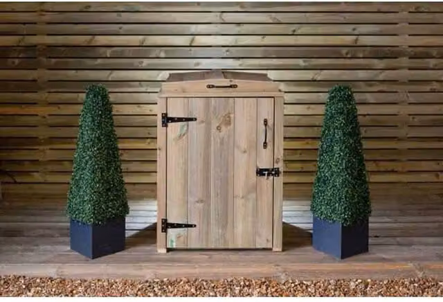 Buttercup Farm Paythorne Single Timber Dustbin Store in Brown, L64 x W63 x H88 cm – 1