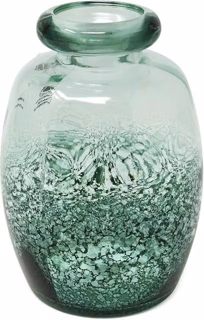 Verano Spanish Ceramics Rimma Teardrop Glass Vase in Petrol, Height: 16 cm
