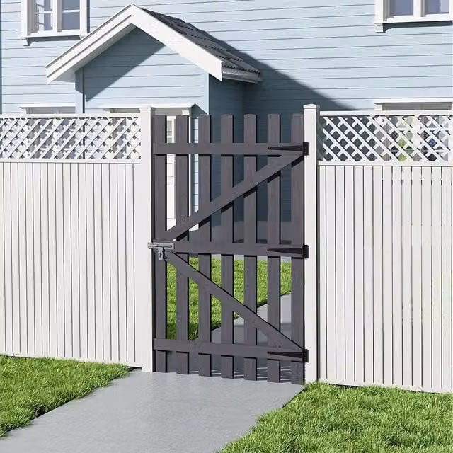 Lifeideas Opaque Wooden Garden Gate in Grey, Height: 150 cm