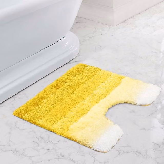 Velosso Super Stripe Anti Slip Microfibre Bath and Pedestal Mat in Yellow, Large