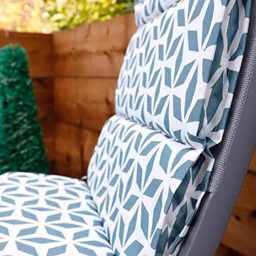 Gardenwize Pack of 2 Full Length Outdoor Rectangular Seat Cushions in Grey with Diamond Geo Pattern – 6