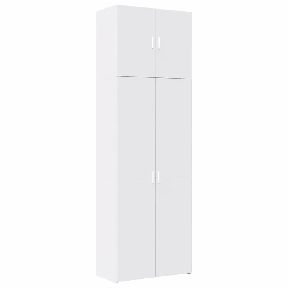 Berkfield Home Modern White Highboard with Hinged Doors and Open Shelving, W/D/H: 80 x 42.5 x 249 cm