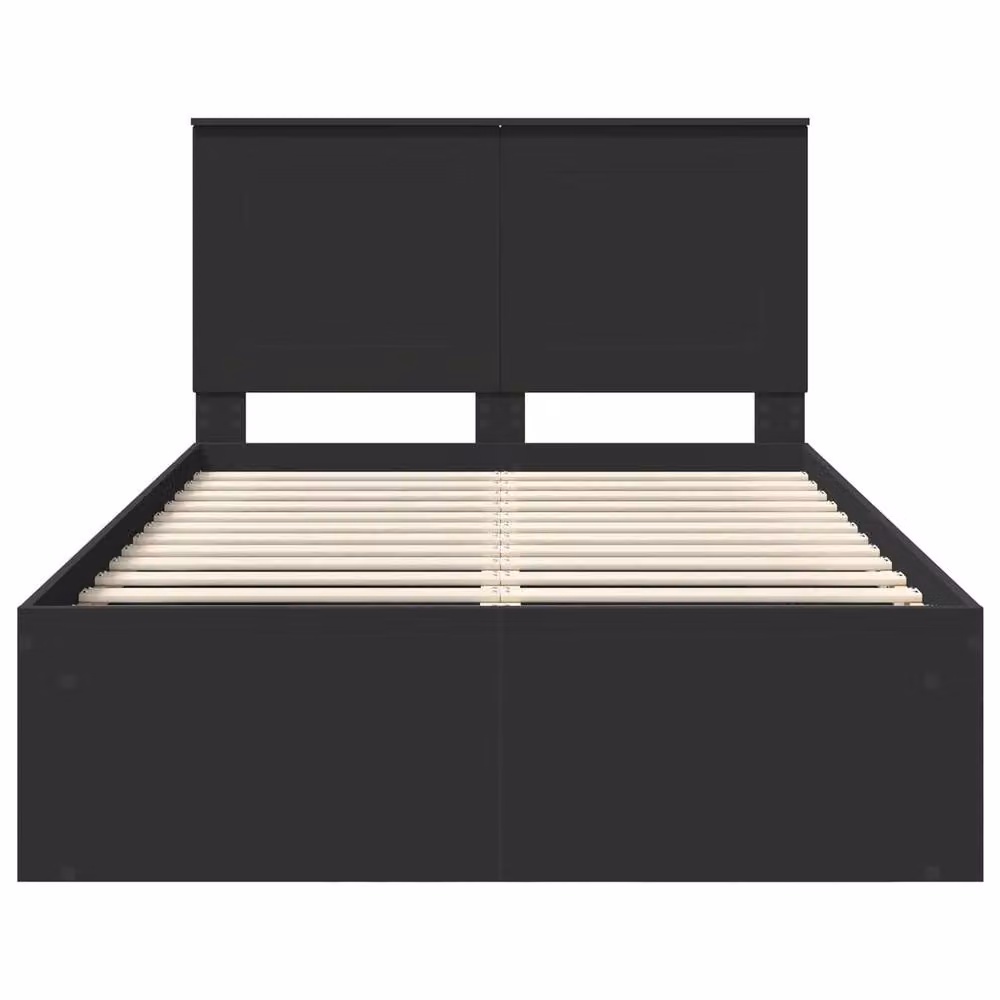 Berkfield Home Modern Bed Frame with Headboard in Black Solid Pine Wood, W/D/H: 120 x 200 cm – 4