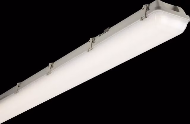 Netlighting 6ft Twin LED Emergency Floodlight, 69W, 6000K Cool White, IP65, Grey