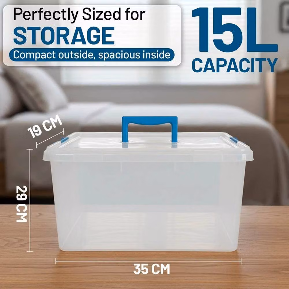 EONLION Transparent Plastic Stackable Storage Boxes with Handles, W: 50.0 cm, D: 29.0 cm, H: 15.0 cm – 2