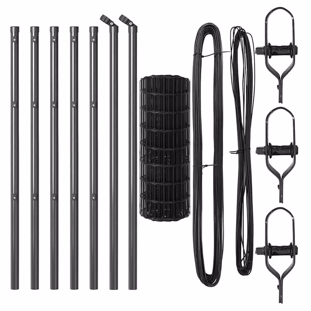 Berkfield Home Modern Euro Fence with 7 Posts, Galvanised Steel, Grey, W: 10 m, H: 0.4 m – 4