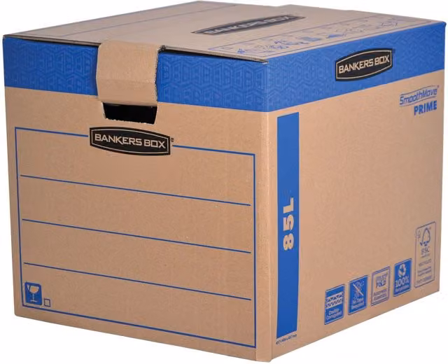 Bankers Box SmoothMove Heavy Duty Corrugated Cardboard Moving Boxes, Brown, Pack of 5