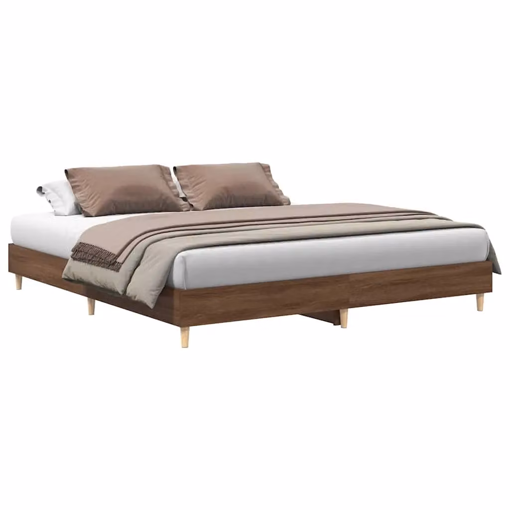 Berkfield Home Bed Frame in Brown Oak, Engineered Wood, 200 x 200 cm – 2