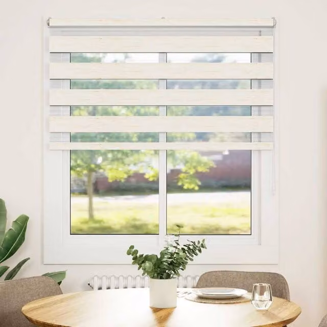 Berkfield Home Zebra Blind in Marble Beige, W: 120 cm, H: 150 cm, Polyester Fabric