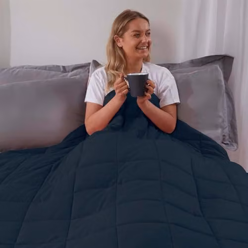 OHS Sensory Sleep Therapy Weighted Blanket for Adults, Blue, 6kg, W/D/H: 125 x 180 cm – 1