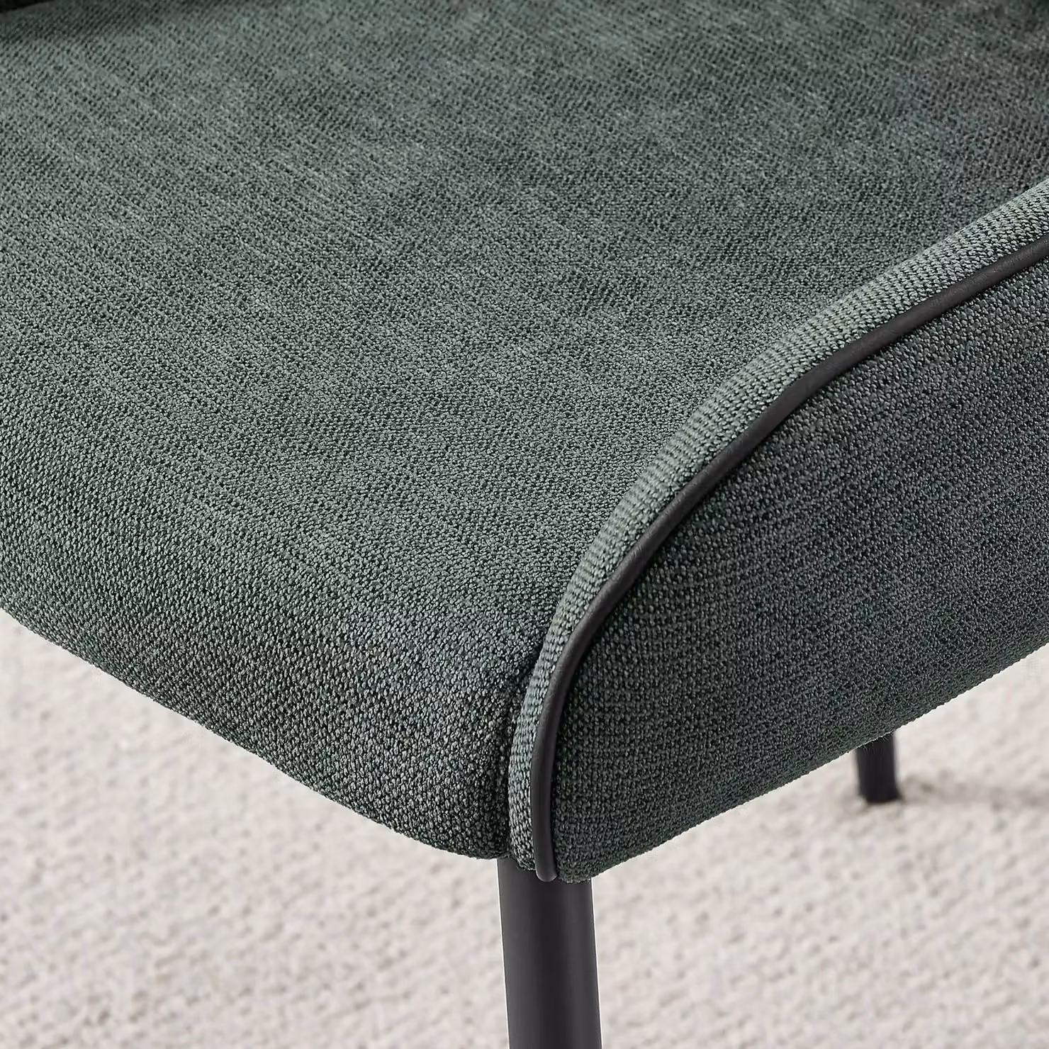 FurnitureboxUK Beaumont Set of 2 Green Fabric and Synthetic Leather Dining Chairs with Black Metal Legs – 2