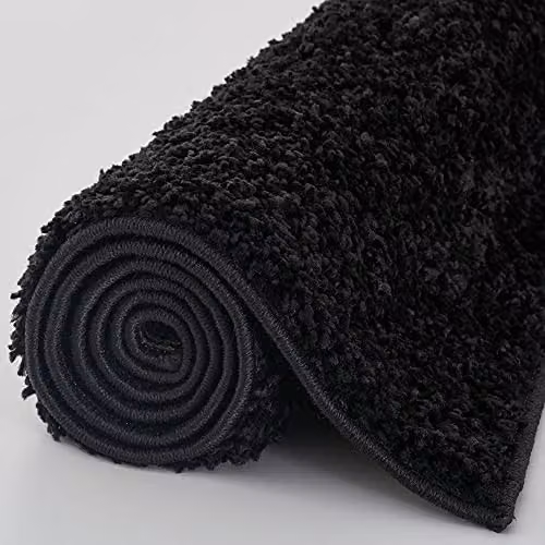 THE RUGS Black Plain Shaggy High Pile Rug, W/D: 140 x 200 cm – 5