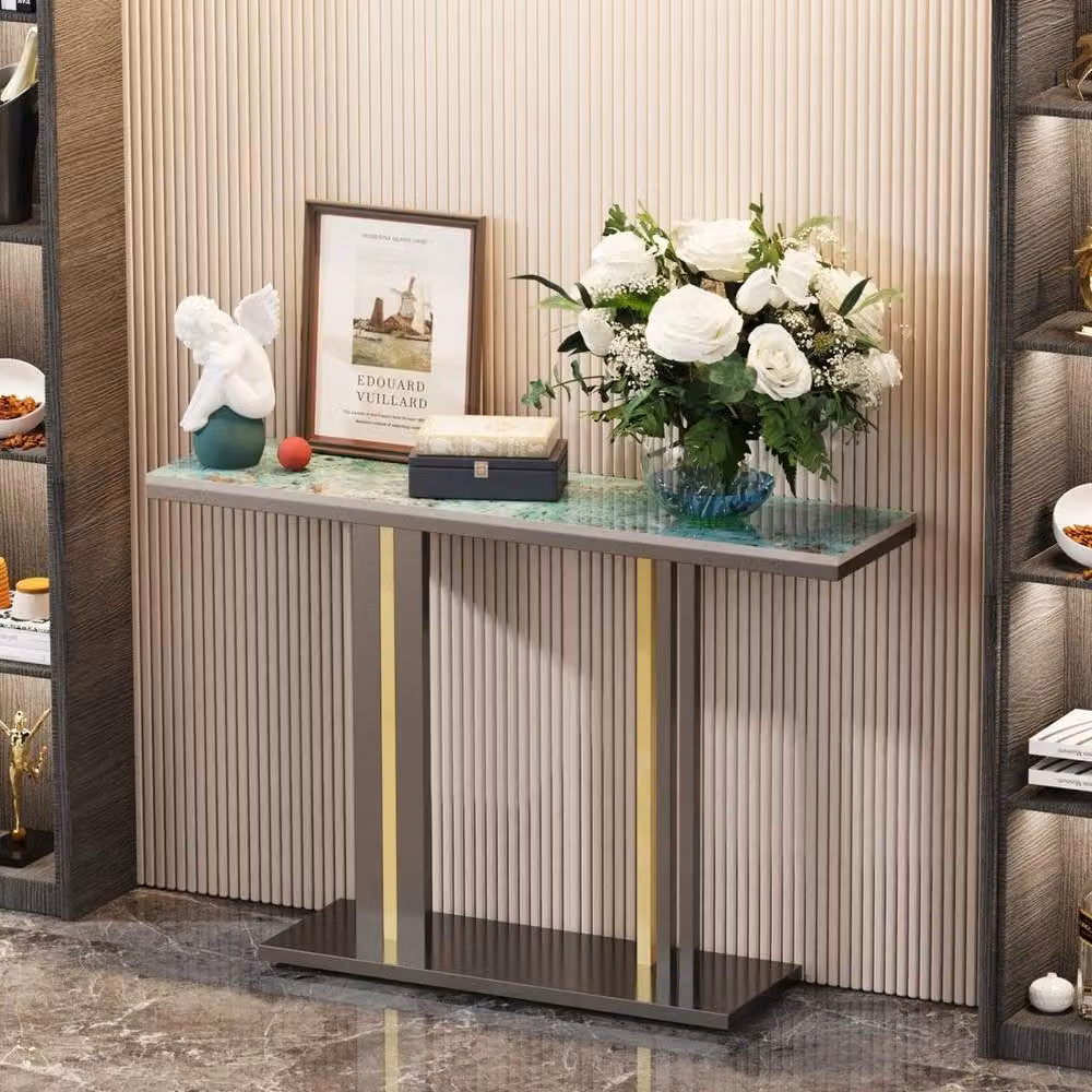 KORVIXA Narrow Console Table with Glossy Black Ceramic Stone Top, W/D/H: 78.0 x 30.0 x 0.6 m2 – 3
