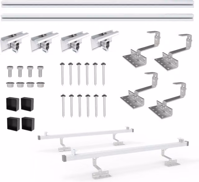 NuaSol 1-Piece Solar Panel Bracket Tiled Roof Mounting Set, Silver