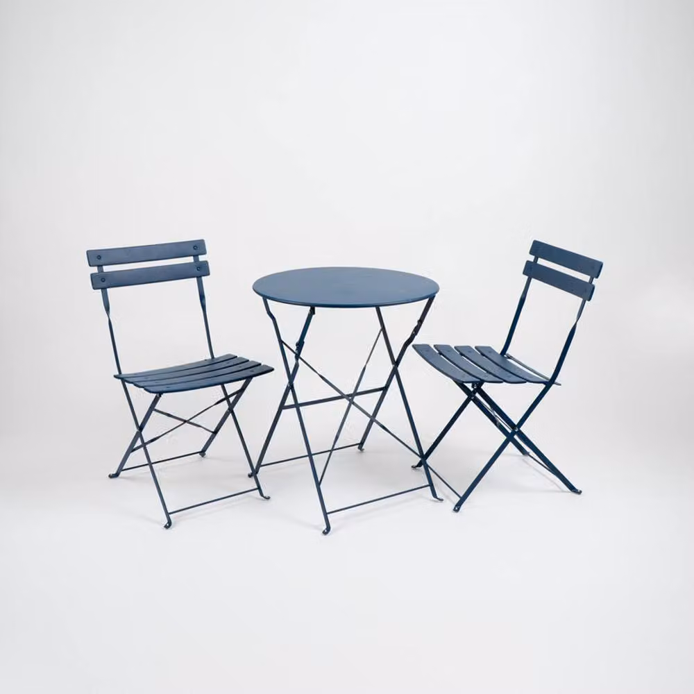 Scottish Everlastings Ltd Blue Vintage Metal Bistro Set with Round Folding Top, W/D/H: 60 x 60 x 71 cm – 2