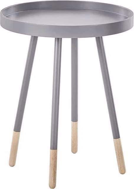SPETLEK Round Tray Top Coffee Table with Spindle Legs in Grey