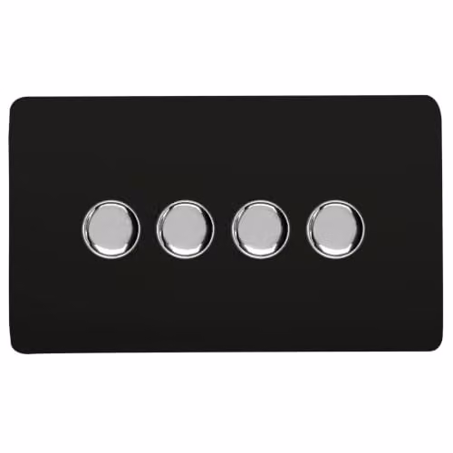 Trendi Switch 4 Gang LED Dimmer Light Switch in Matt Black – 1