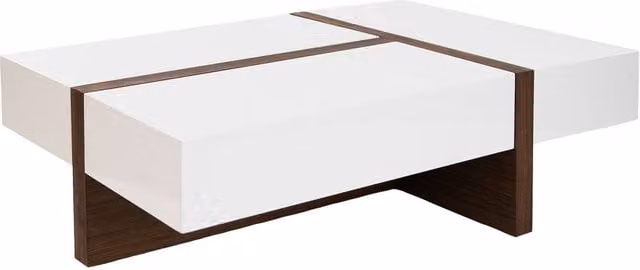 Angel Cerda White and Walnut Rectangular Coffee Table, W/D/H: 120 x 70 x 35 cm