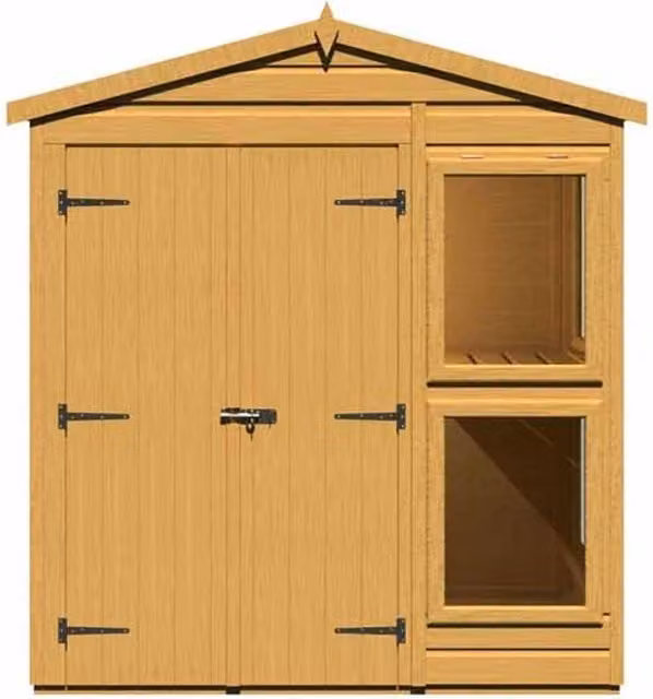 Shires Sun Hut 6 x 4 Feet Potting Shed in Brown, W185.8 x D119 x H214.6 cm – 1