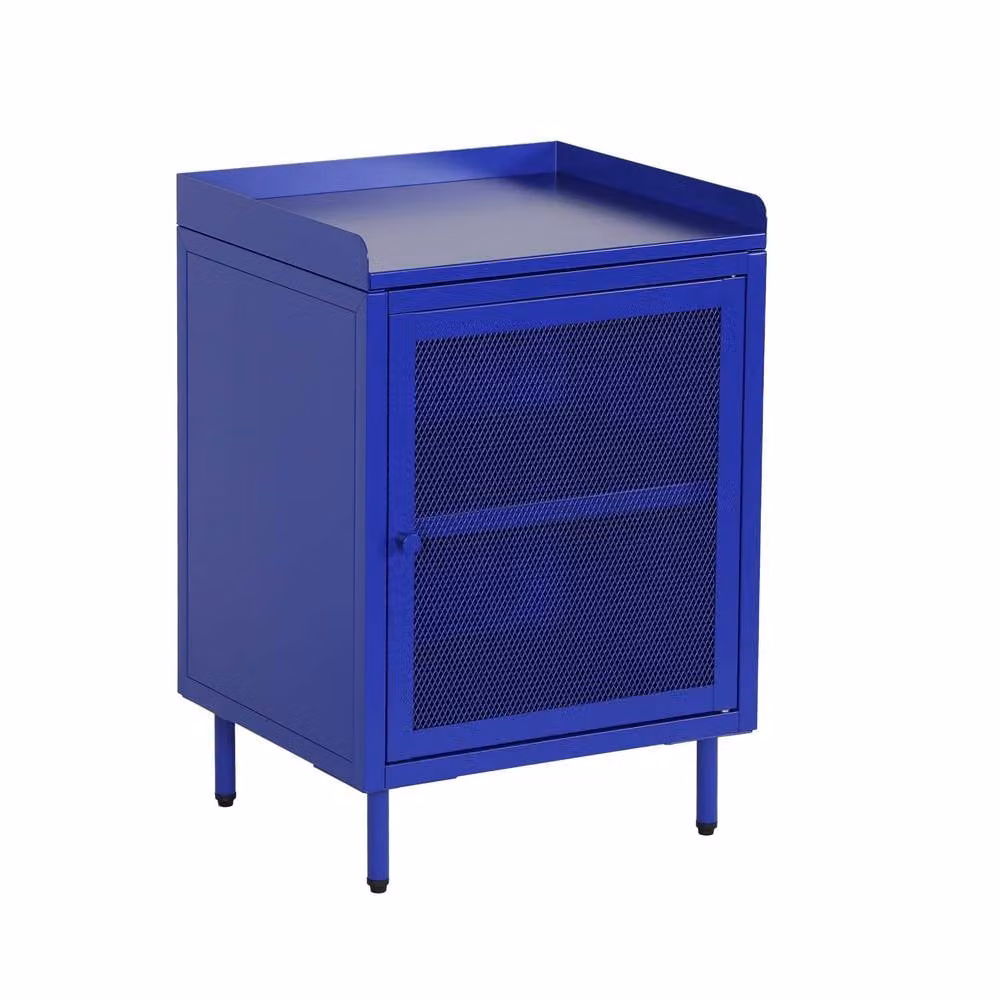 sweeek Industrial Metal Bedside Table with 1 Door in Blue, W: 40 cm, D: 40 cm, H: 58.5 cm – 2