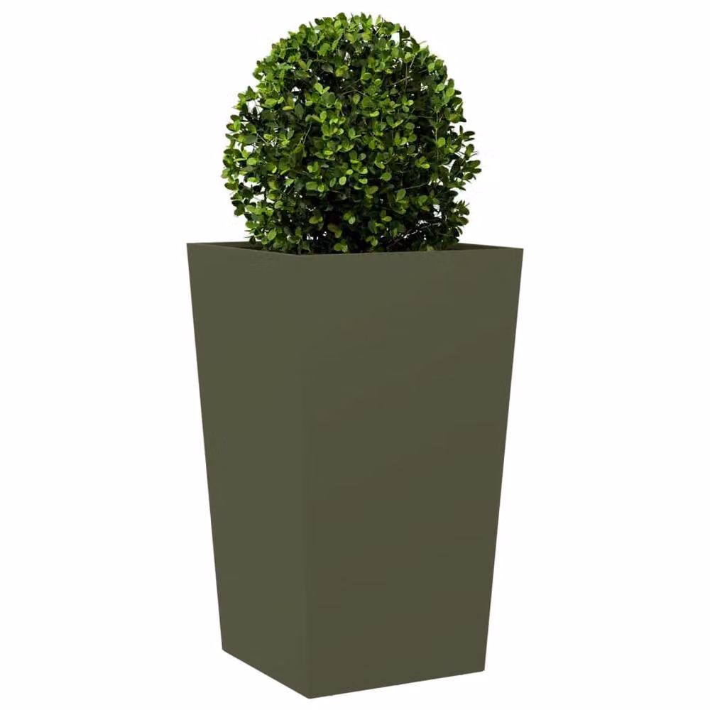 Berkfield Home Steel Garden Planter Tub, Green, H 75 cm x W 45 cm x D 45 cm – 3