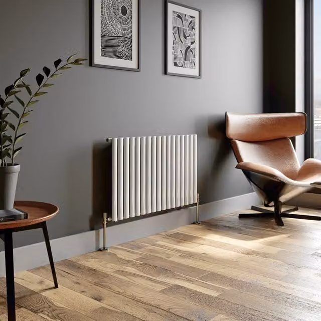 Temprazo Vertical Oval Tube Single Panel Designer Radiator in White, H: 180 cm, W: 48 cm, D: 6 cm