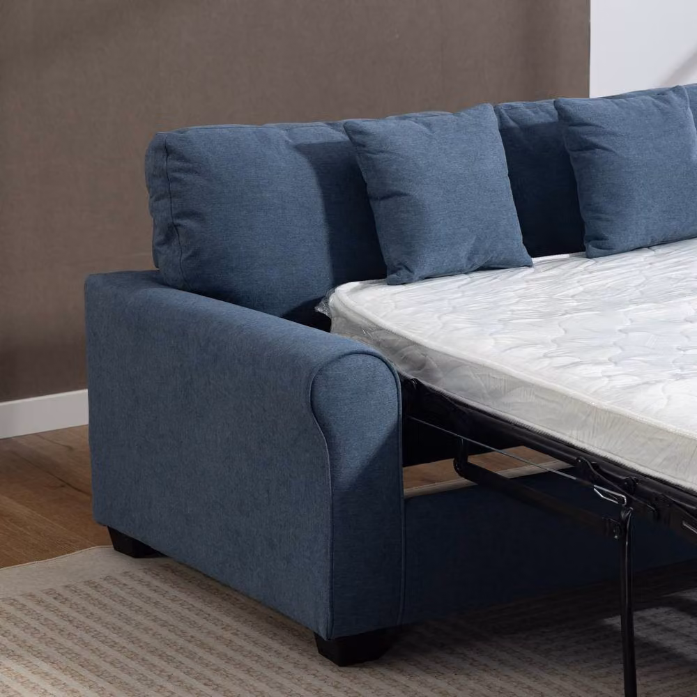 Artemis Home Lewiston 3 Seater Fabric Pull Out Sofabed in Blue – 4
