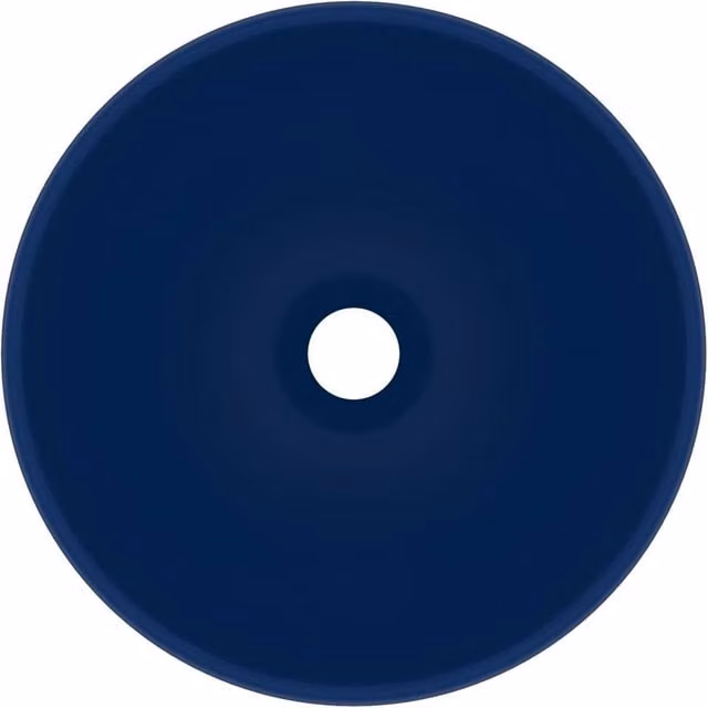Berkfield Home Luxury Round Ceramic Bathroom Basin in Matt Dark Blue, Diameter: 32.5 cm, Height: 14 cm