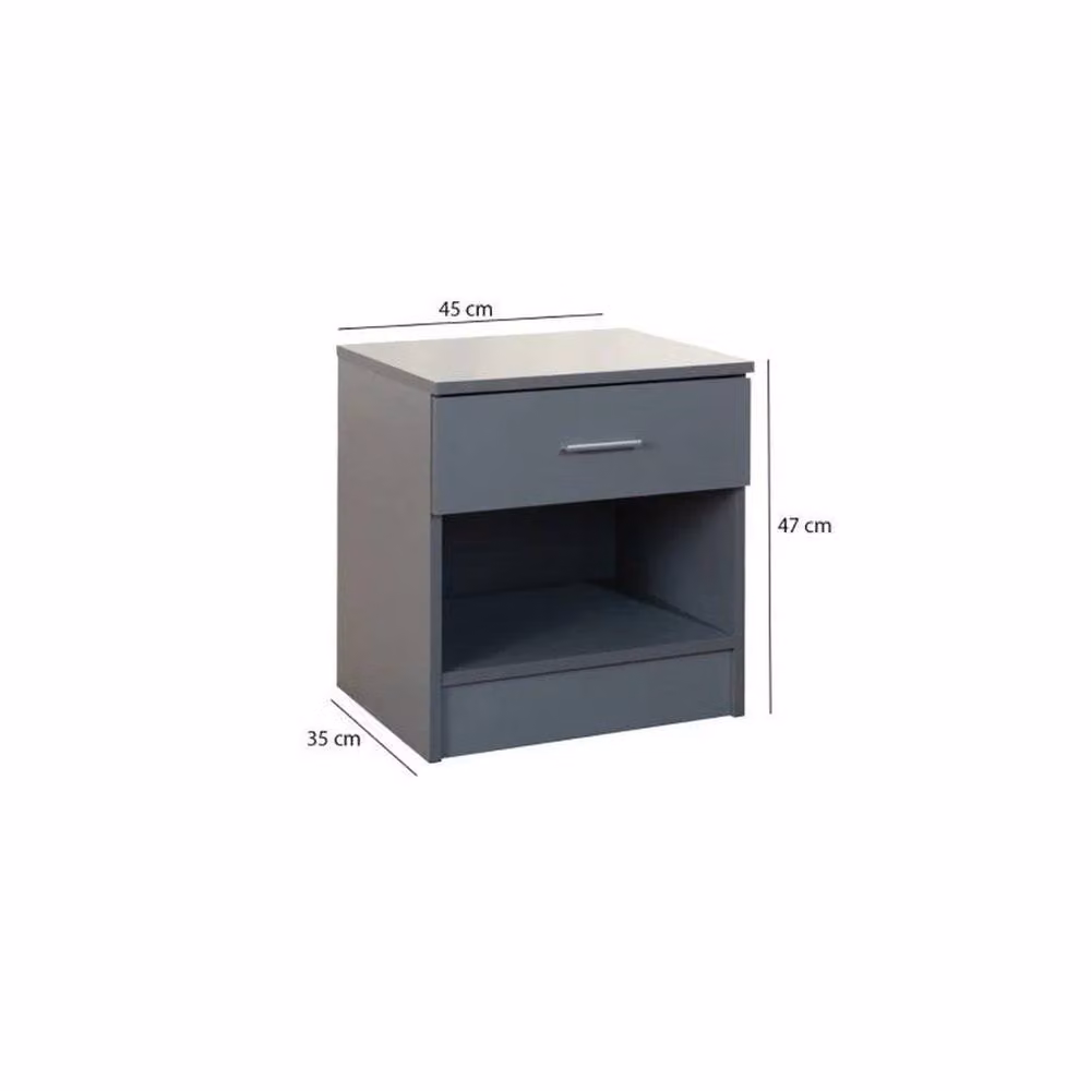ERGOVEXA Modern 1 Drawer Nightstand Bedside Cabinet in Light Grey – 2