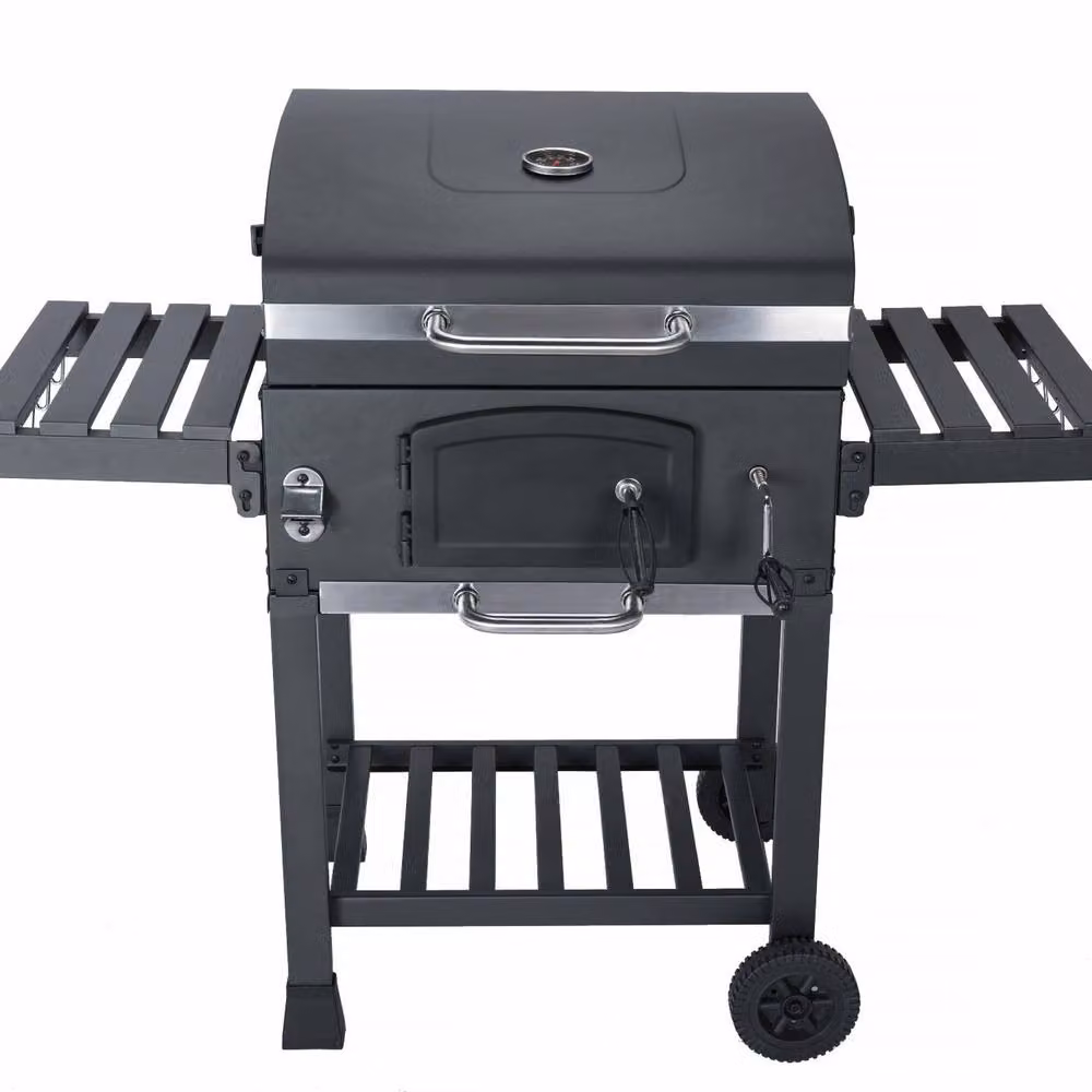 sweeek Charcoal Smoker Barbecue with Ash Collector and Thermometer in Black – 2