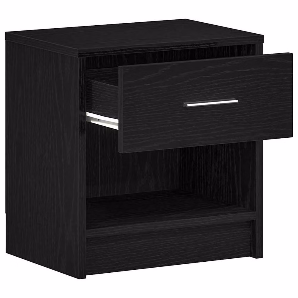 Berkfield Home Durable Bedside Cabinets with Drawer, 2 Pack, Black, W: 39 cm, D: 28 cm, H: 41 cm – 4